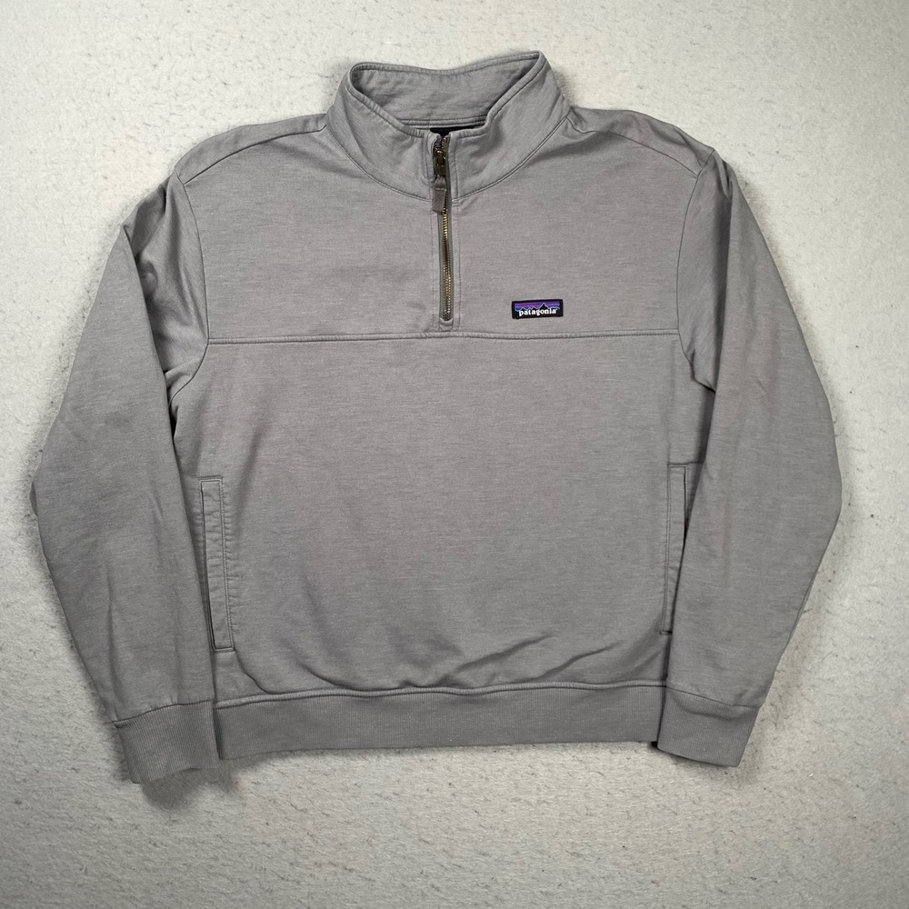 Patagonia Ahnya Quarter Zip Sweatshirt Women's L Grey Pullover Pocket Mock Neck
